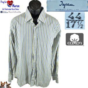 INGRAM 44cm/17.5in Blue Yellow White Striped Woven Cotton L/S International Line